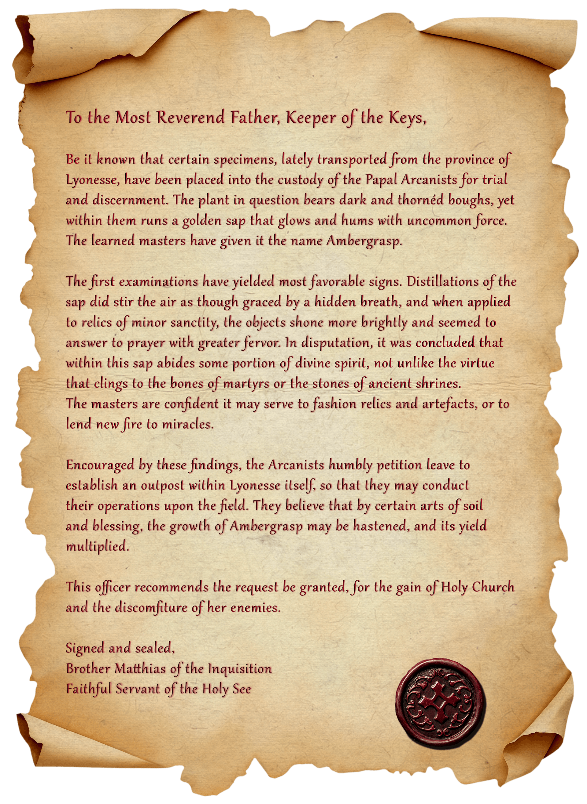 Of the Inquisition and the Ambergrasp