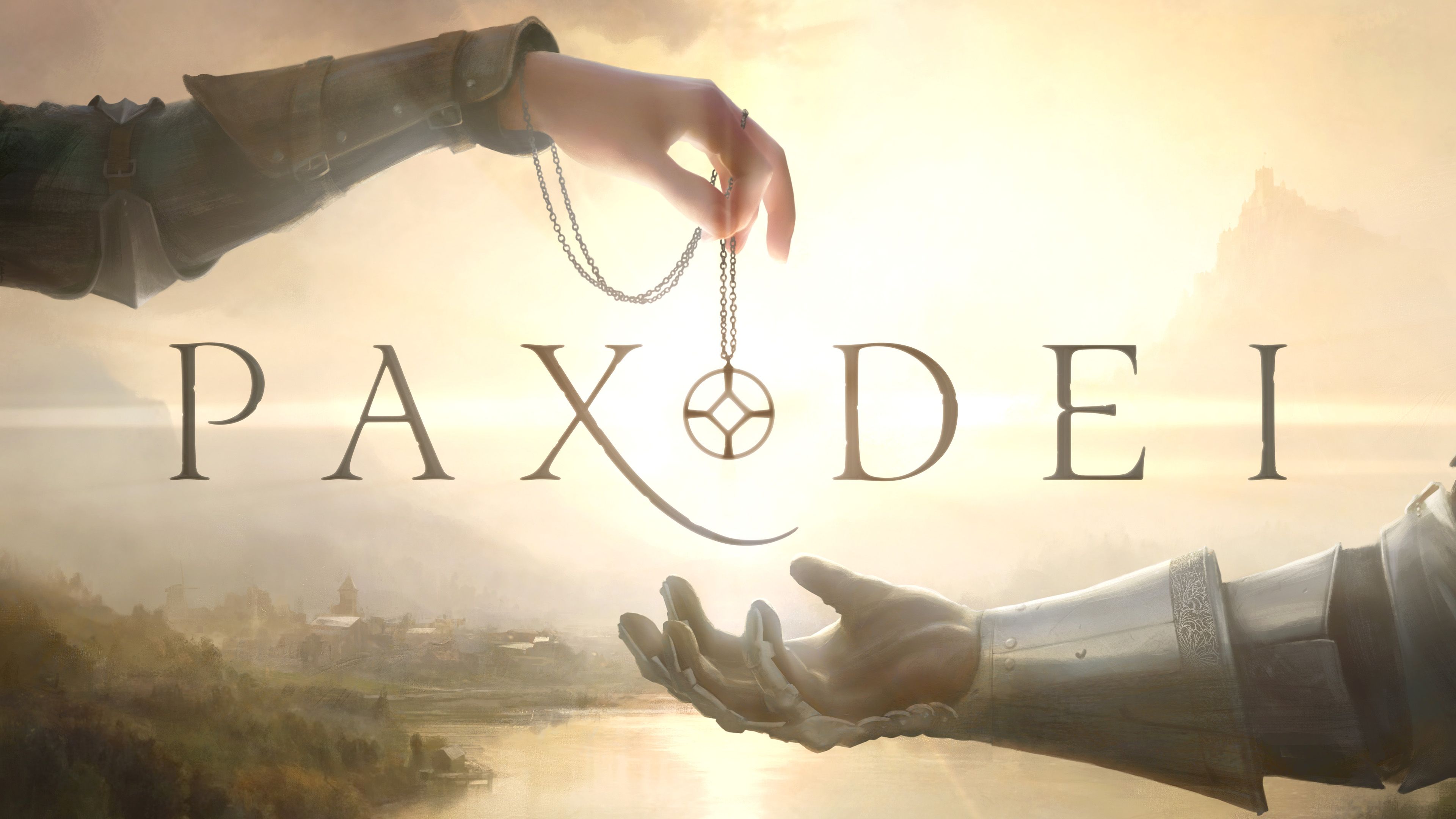 Pax Dei | Key Art Hands Logo 4k